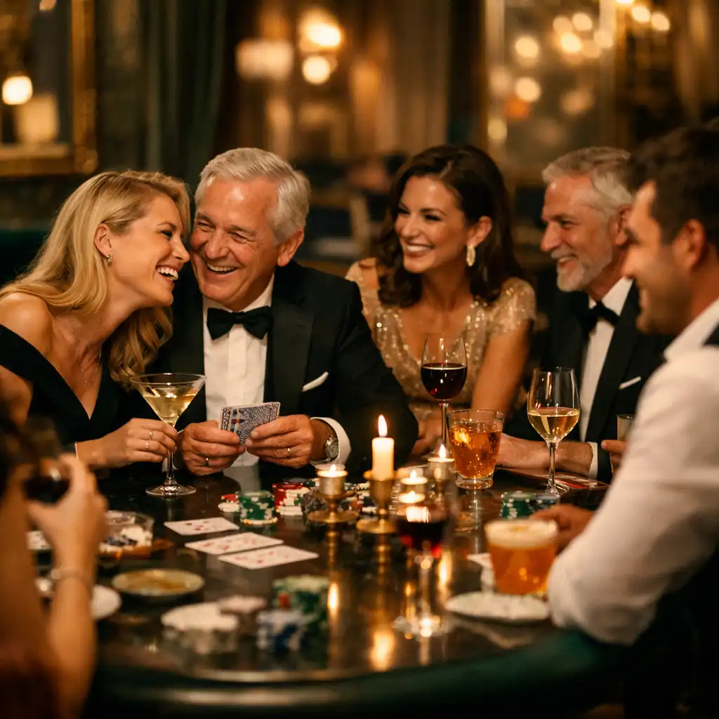 Clients élégants en soirée casino