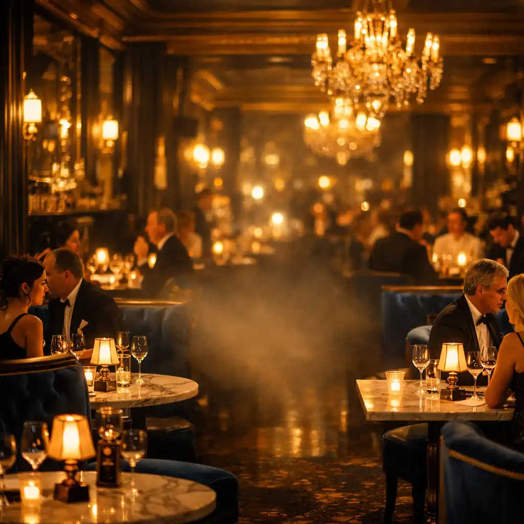 Ambiance élégante du restaurant de nuit