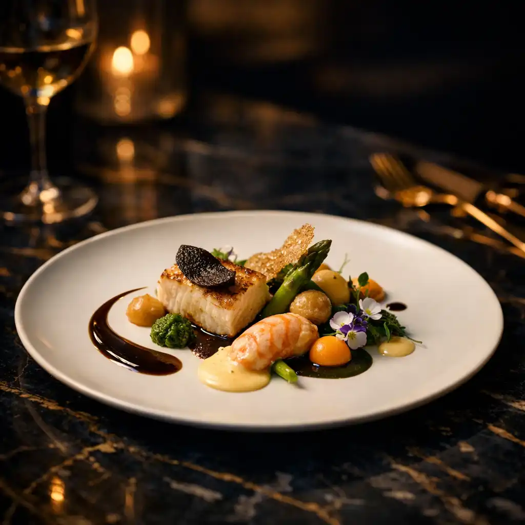 Plat gastronomique raffiné dressé avec précision
