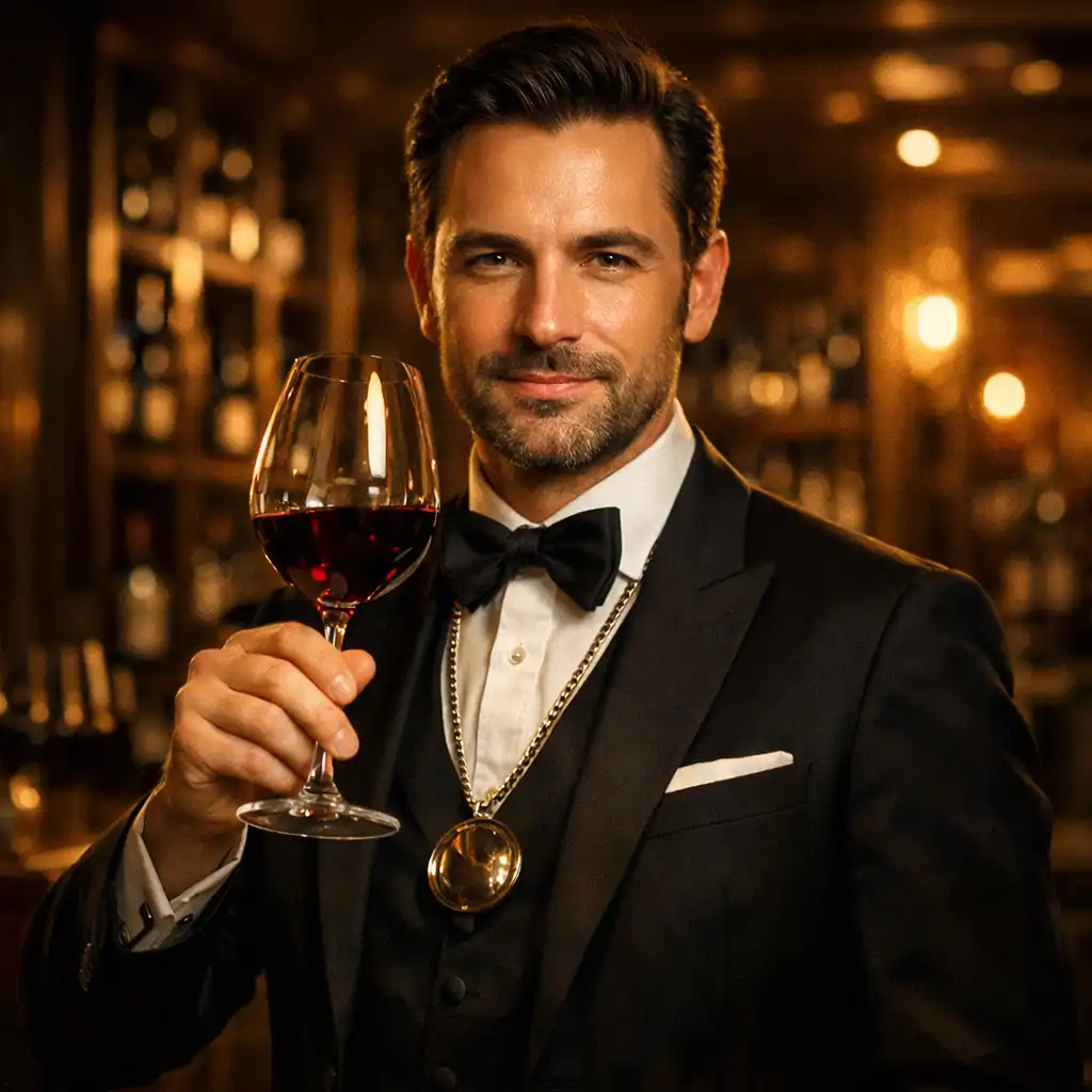 Sommelier professionnel dégustant un vin